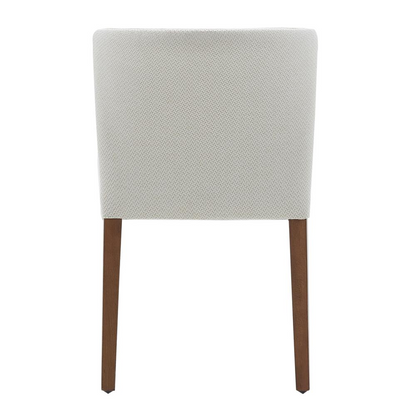 Pair of Start2Finish Albie Fabric Dining Side Chairs showing black fabric upholstery and sleek wooden legs.