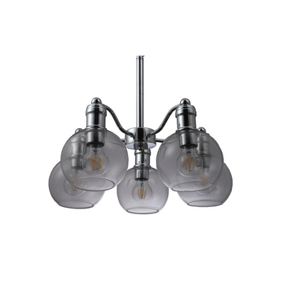 Chloe Lighting Wacian 5-light chrome hanging chandelier with modern design, 18 inches wide, featuring sleek chrome finish and elegant style.