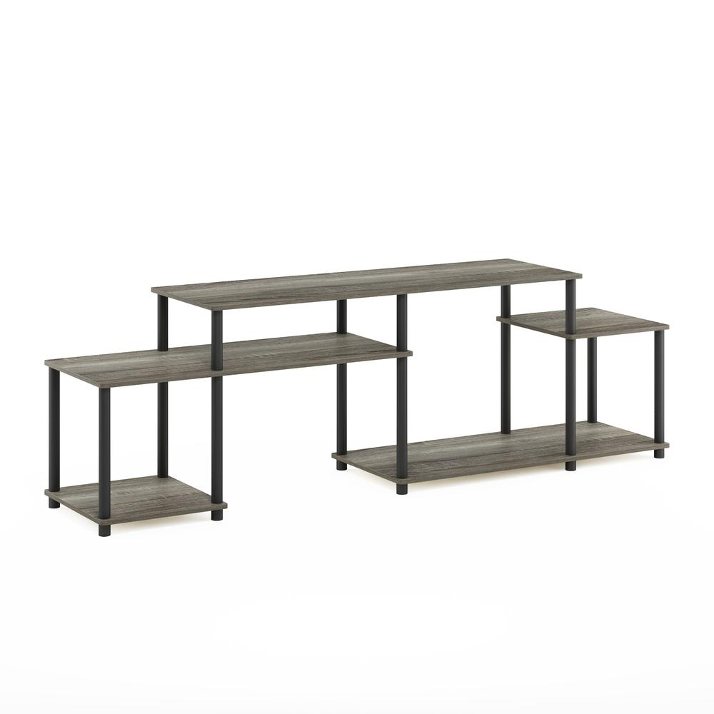 Furinno Turn-N-Tube French Oak Grey and Black TV stand for up to 55 inch TVs, modern furniture from Start2Finish.