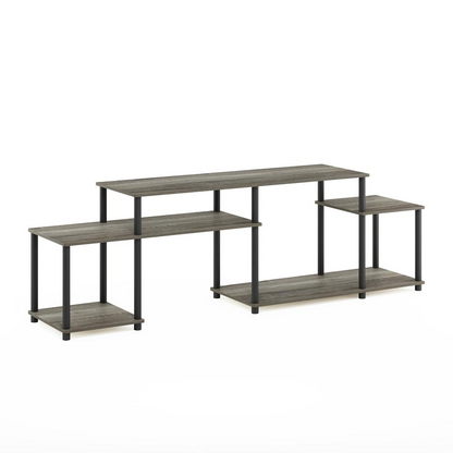 Furinno Turn-N-Tube French Oak Grey and Black TV stand for up to 55 inch TVs, modern furniture from Start2Finish.