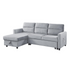 Start2Finish Ivy Light Gray Velvet reversible sleeper sectional sofa with storage chaise and side pocket, showing plush velvet fabric.
