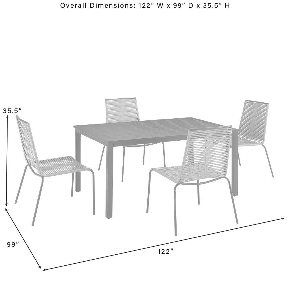 Fenton 5-piece wicker outdoor dining set by Start2Finish, includes table and four chairs with cushions, perfect for outdoor dining.