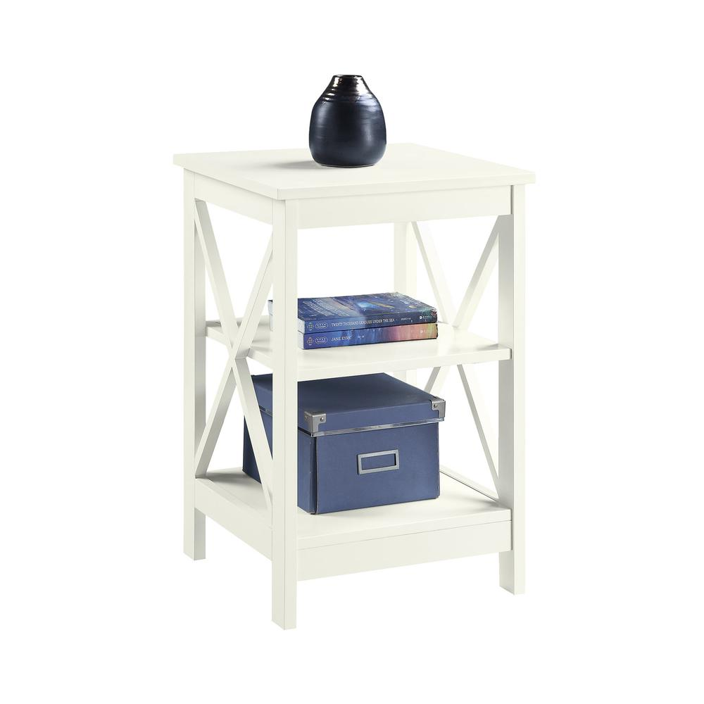 Ivory Oxford end table with shelves from Start2Finish, showcasing a wood finish and compact design suitable for living rooms.
