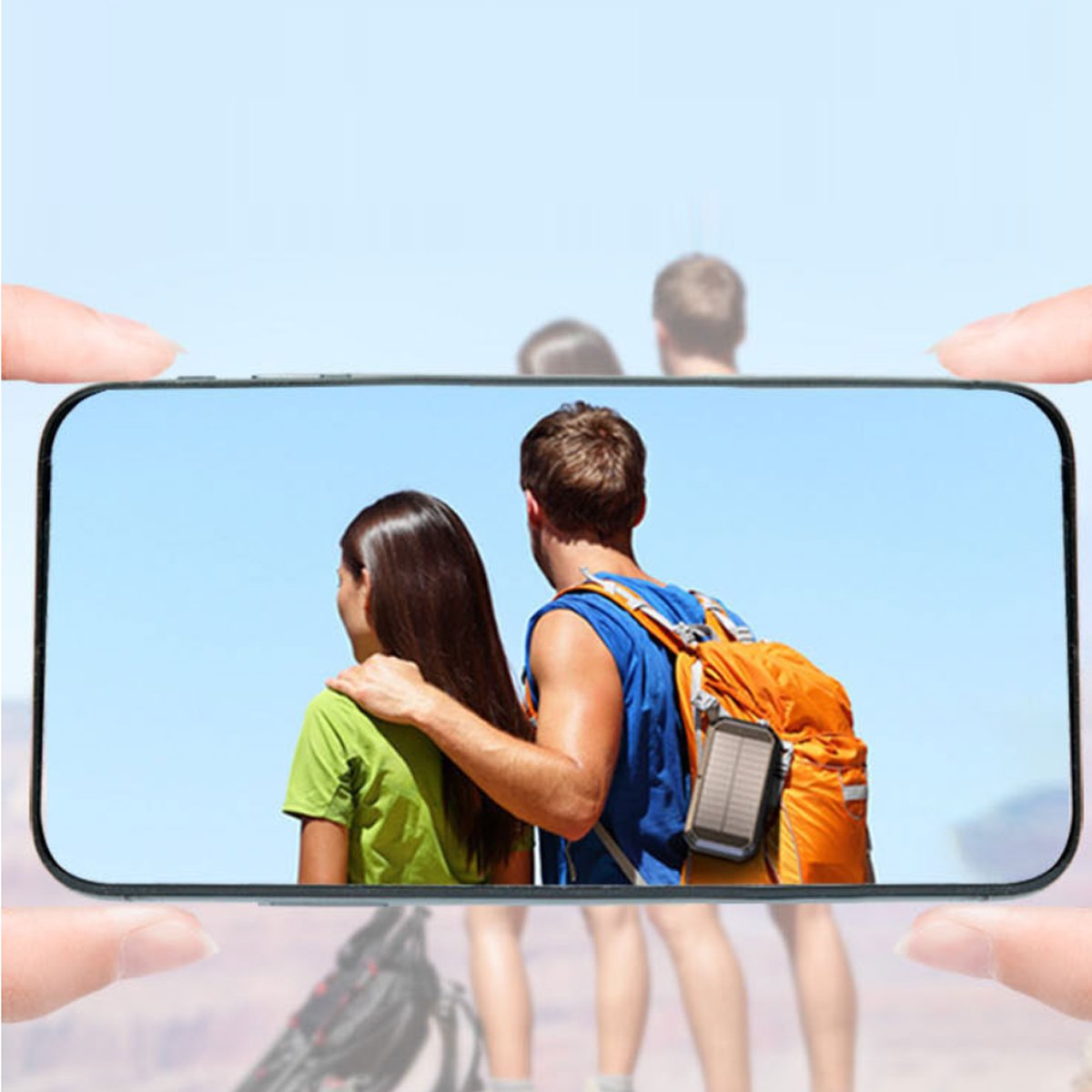 Salmon Lucky Sun Chaser Mini Solar Powered Wireless Phone Charger with 10,000 mAh capacity, compact tech accessory on a white background.