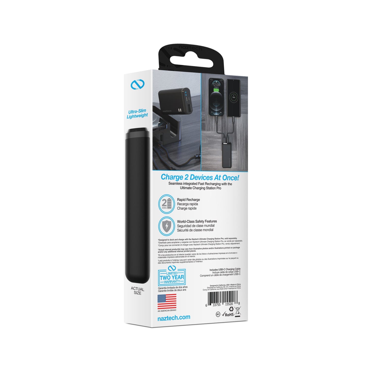 Sky Iapetus Naztech 4000mAh USB-C and USB power bank showing sleek portable design with charging ports for mobile and laptop devices.
