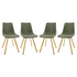 Set of four Markley modern leather dining chairs with gold metal legs, featuring sleek black leather upholstery and contemporary design.