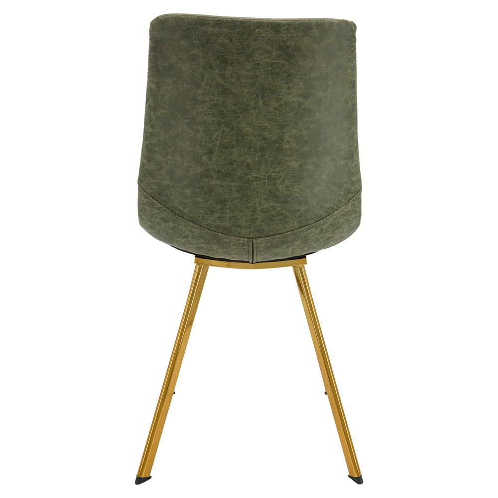 Set of four Markley modern leather dining chairs with gold metal legs, featuring sleek design and comfortable seating.