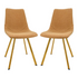 Set of 2 Markley Modern Leather Dining Chairs with gold metal legs, featuring sleek design and cushioned seats for stylish dining.