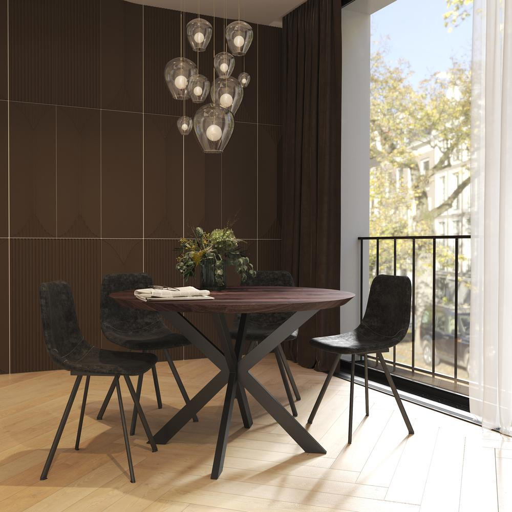 Modern leather dining chair with metal legs by Start2Finish, featuring a sleek design and comfortable seating.