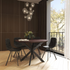 Set of four Markley Modern leather dining chairs with metal legs, featuring sleek design and comfortable seating.