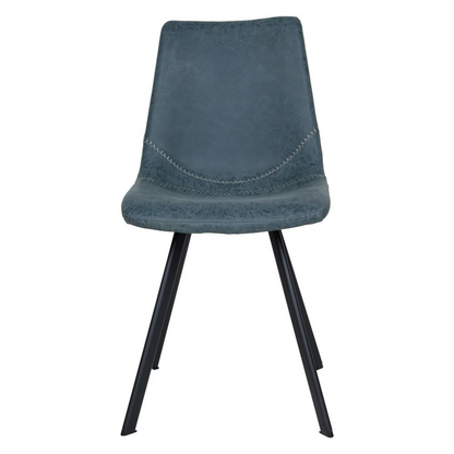 Modern leather dining chair with metal legs by Start2Finish, showcasing a sleek design and cushioned seat for dining room comfort.