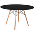 Dover round wooden top dining table with natural wood Eiffel base by Start2Finish, showing the table&