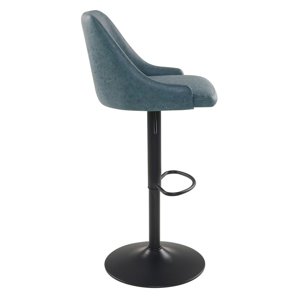 Start2Finish Sylmar height adjustable stool with navy faux leather upholstery and a modern design.