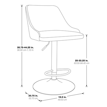 Sylmar height adjustable stool by Start2Finish featuring charcoal faux leather upholstery and a modern furniture design.
