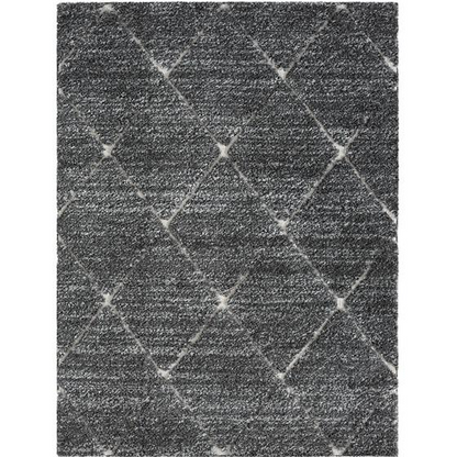 Start2Finish Talas Trellis Area Rug in grey and cream with a geometric trellis pattern, ideal for living room or bedroom decor.
