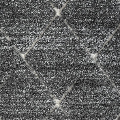 Start2Finish Talas Trellis Area Rug in grey and cream with a geometric trellis pattern, soft and durable for living spaces.
