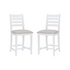 Set of two Flynn counter stools by Start2Finish with white upholstered seats and dark wooden legs, ideal for kitchen or bar areas.