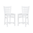 Set of two white Lola counter stools by Start2Finish, featuring sleek modern design and wooden legs for kitchen or bar area.