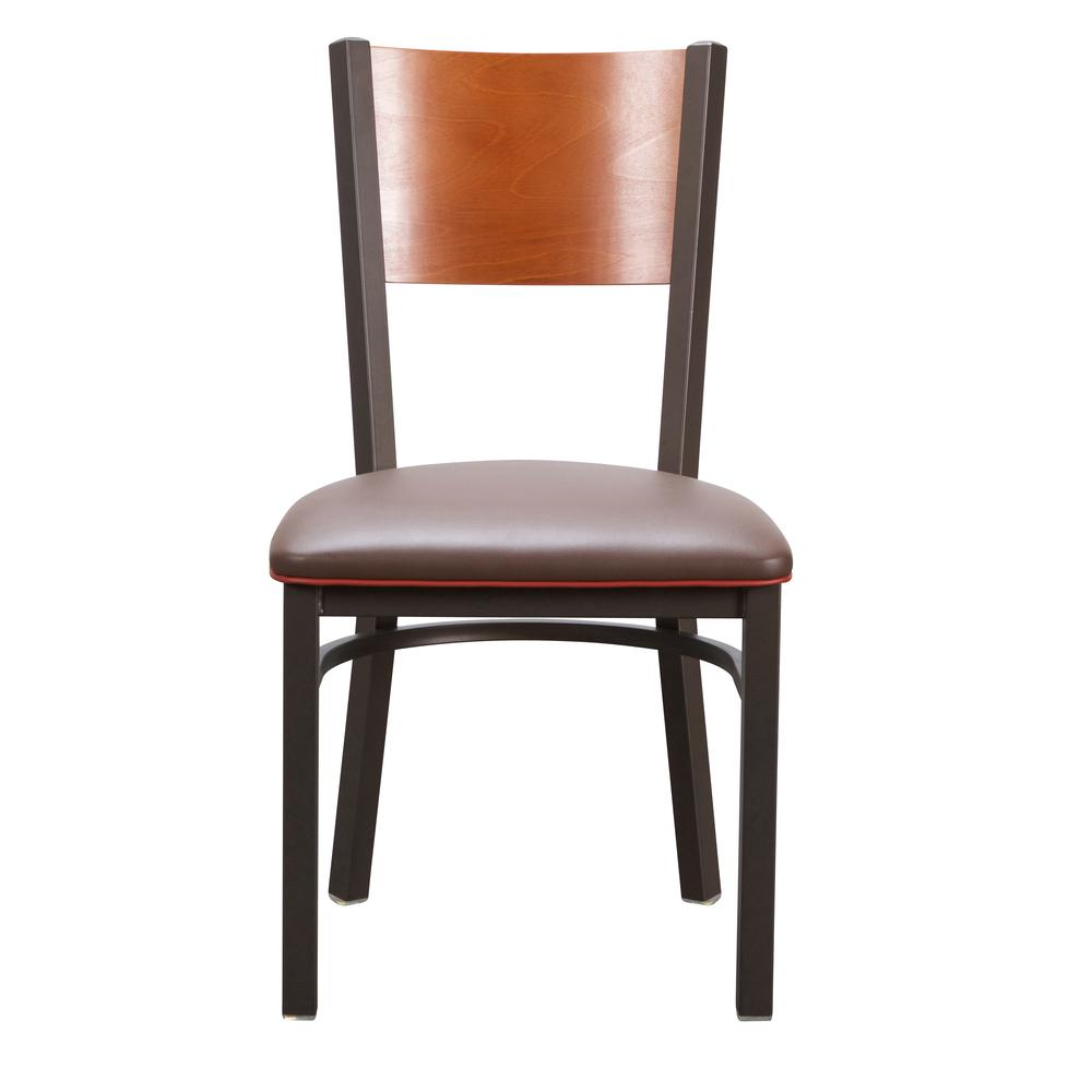 Two brown Elmer Side Chairs by Start2Finish, featuring wooden legs and upholstered seats, set against a neutral background.