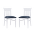 Set of two white Jenny upholstered chairs by Start2Finish, showcasing modern furniture with padded fabric seats and backrests.