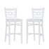 Pair of white Teresa barstools by Start2Finish, featuring modern design and sturdy wooden legs, set against a neutral background.