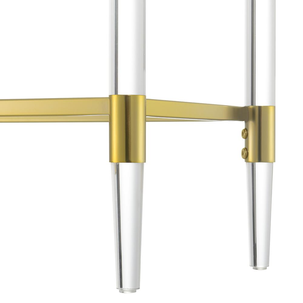 Royal Crest 2 Tier Acrylic Glass Console Table by Start2Finish showing clear acrylic tiers and sleek modern design