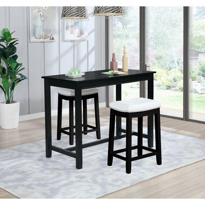 Black Claridge Counter Pub Table by Start2Finish, showcasing a modern furniture piece with a sturdy tabletop and sleek design.