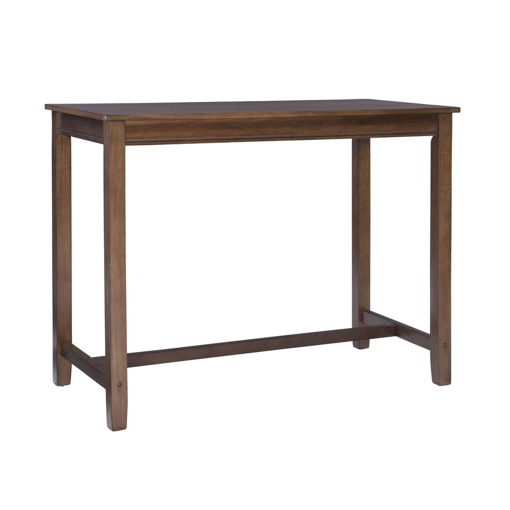 Claridge 36-inch counter height pub table in rustic brown with sturdy wooden legs and a smooth tabletop surface.