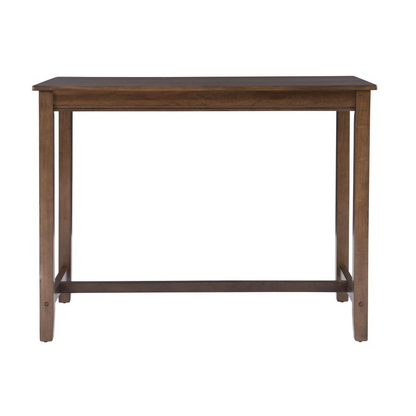 Start2Finish Claridge 36-inch rustic brown counter height pub table with sturdy wooden legs and a smooth tabletop surface.