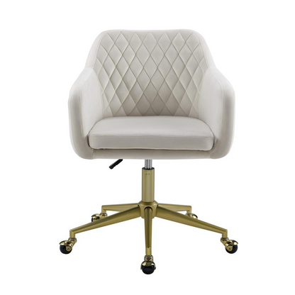 Imogen quilted office chair in off-white with padded seat and backrest, featuring a stylish, modern design from Start2Finish.