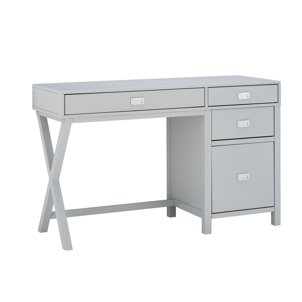 Gray Peggy Side Storage Desk by Start2Finish, showcasing its sleek design and side storage compartments in a modern furniture setup.