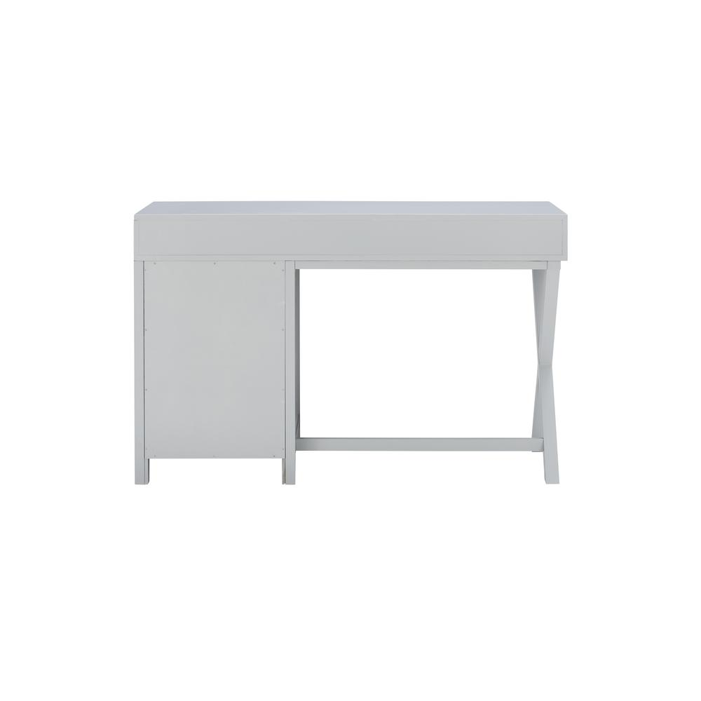 Gray Peggy Side Storage Desk by Start2Finish, showcasing its sleek design and side storage compartments in a modern furniture setting.