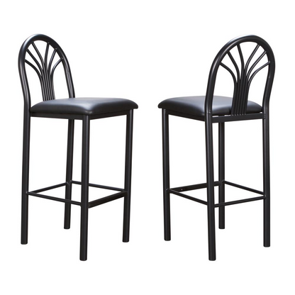 Set of two black Thayer barstools by Start2Finish with sleek design, metal legs, and cushioned seats for modern dining or bar area.
