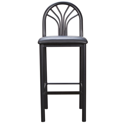 Pair of black Thayer barstools from Start2Finish, featuring sleek modern design and sturdy metal legs for kitchen or bar area.
