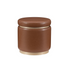 Start2Finish Blanche storage ottoman in caramel faux PU leather, showing its padded top and spacious interior for versatile storage.