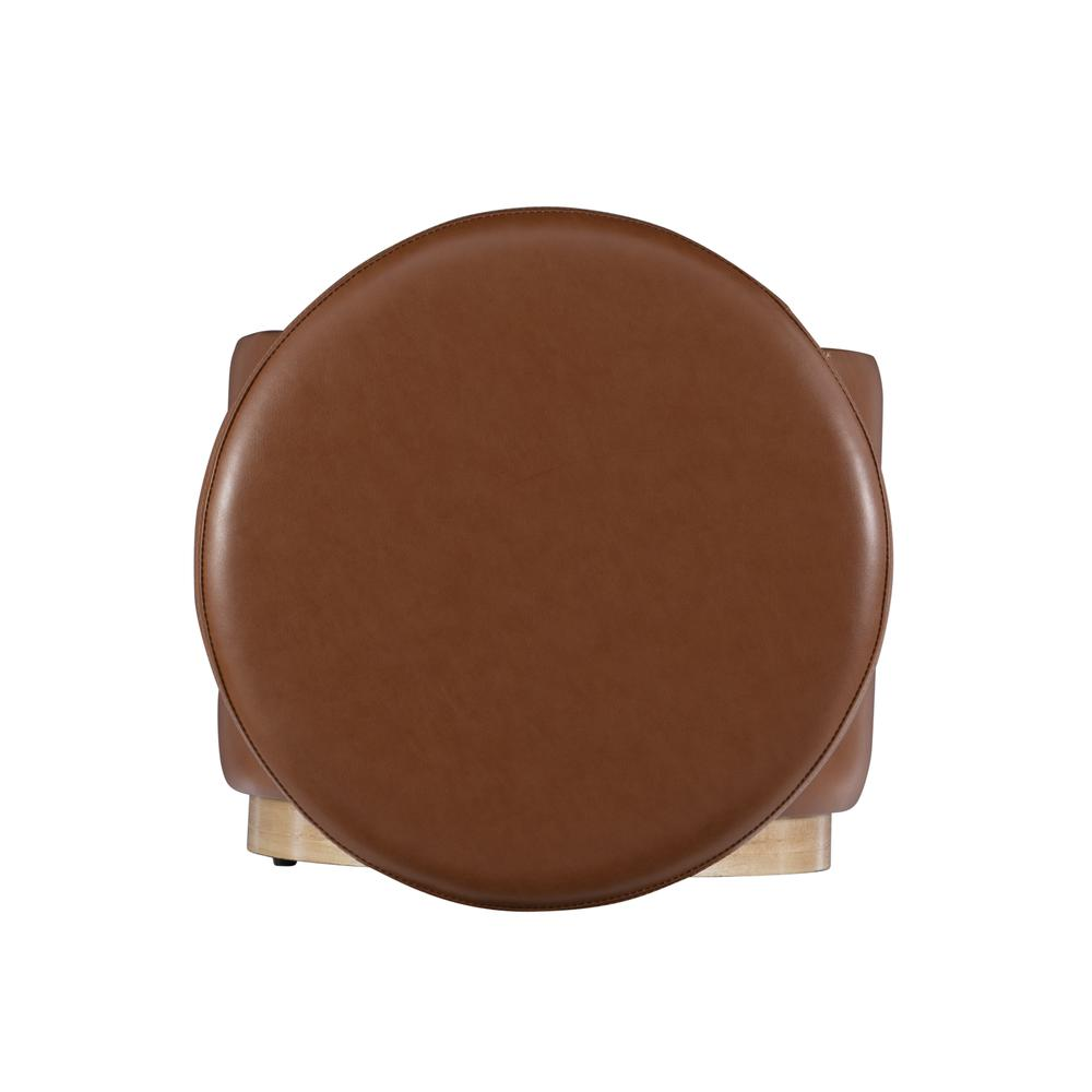 Start2Finish Blanche storage ottoman in caramel faux PU leather, showing its cushioned lid and spacious interior.