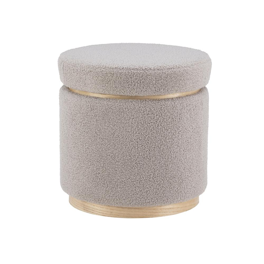 Start2Finish Blanche grey storage ottoman with a fabric upholstery and cushioned top, ideal for living room storage and seating.