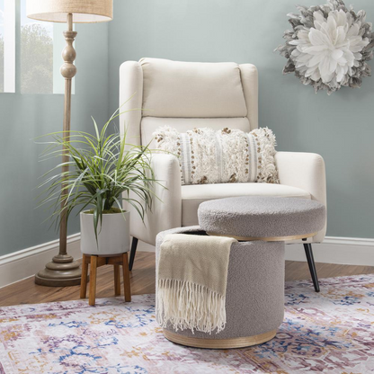 Gray Blanche Storage Ottoman by Start2Finish, showing its cushioned top and spacious interior for versatile home storage.