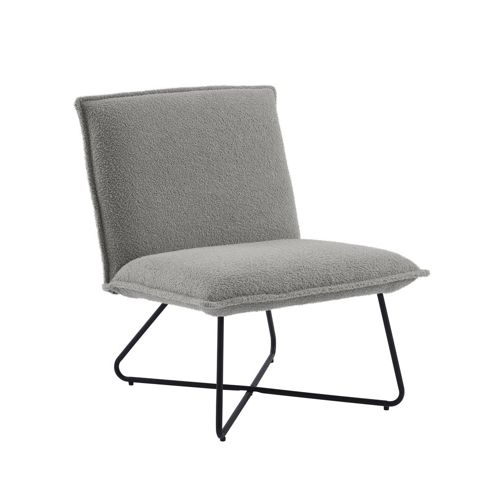 Start2Finish Kelvin Sherpa Grey Chair with plush fabric, modern furniture design, and comfortable armrests.