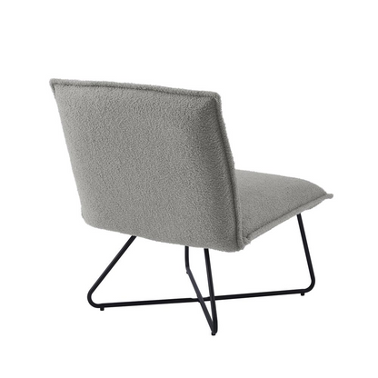 Start2Finish Kelvin Sherpa Grey Chair with plush upholstery and wooden legs, modern furniture for living room or office.