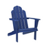 Blue Adirondack chair from Start2Finish, outdoor wooden furniture with wide armrests and a slanted back for comfortable seating.