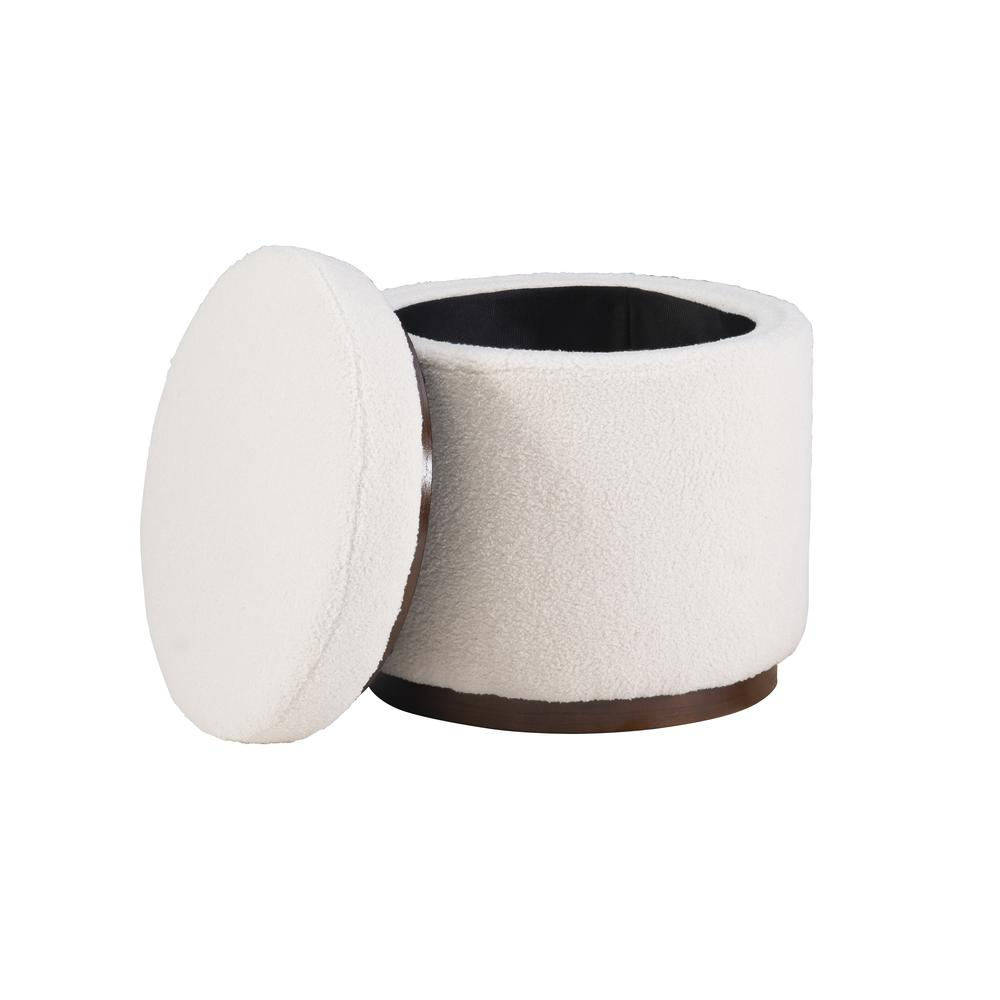 Start2Finish Blanche Storage Ottoman in natural walnut with a cushioned top and spacious interior for versatile storage.