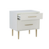Start2Finish Gloria two-drawer nightstand with wood finish, featuring sleek handles and a sturdy design for bedroom storage.