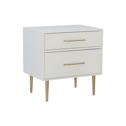 Start2Finish Gloria two-drawer nightstand with wood finish and modern design, featuring sleek handles and a sturdy build.