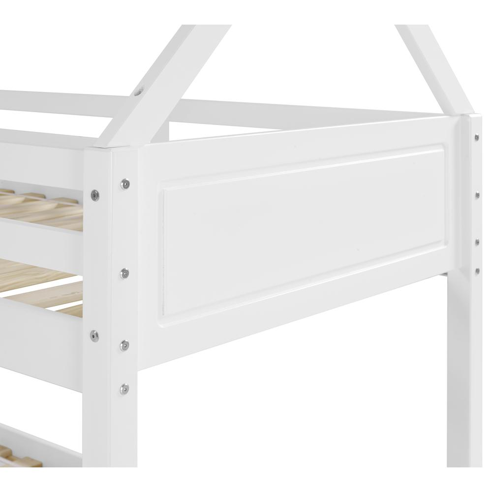 Maison Twin Bunkbed by Start2Finish in white, featuring sturdy wood construction with safety rails and ladder for space-saving sleeping arrangement.