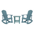 Set of 2 Sea Foam Adirondack rocking chairs with matching side table, stylish outdoor furniture by Start2Finish.