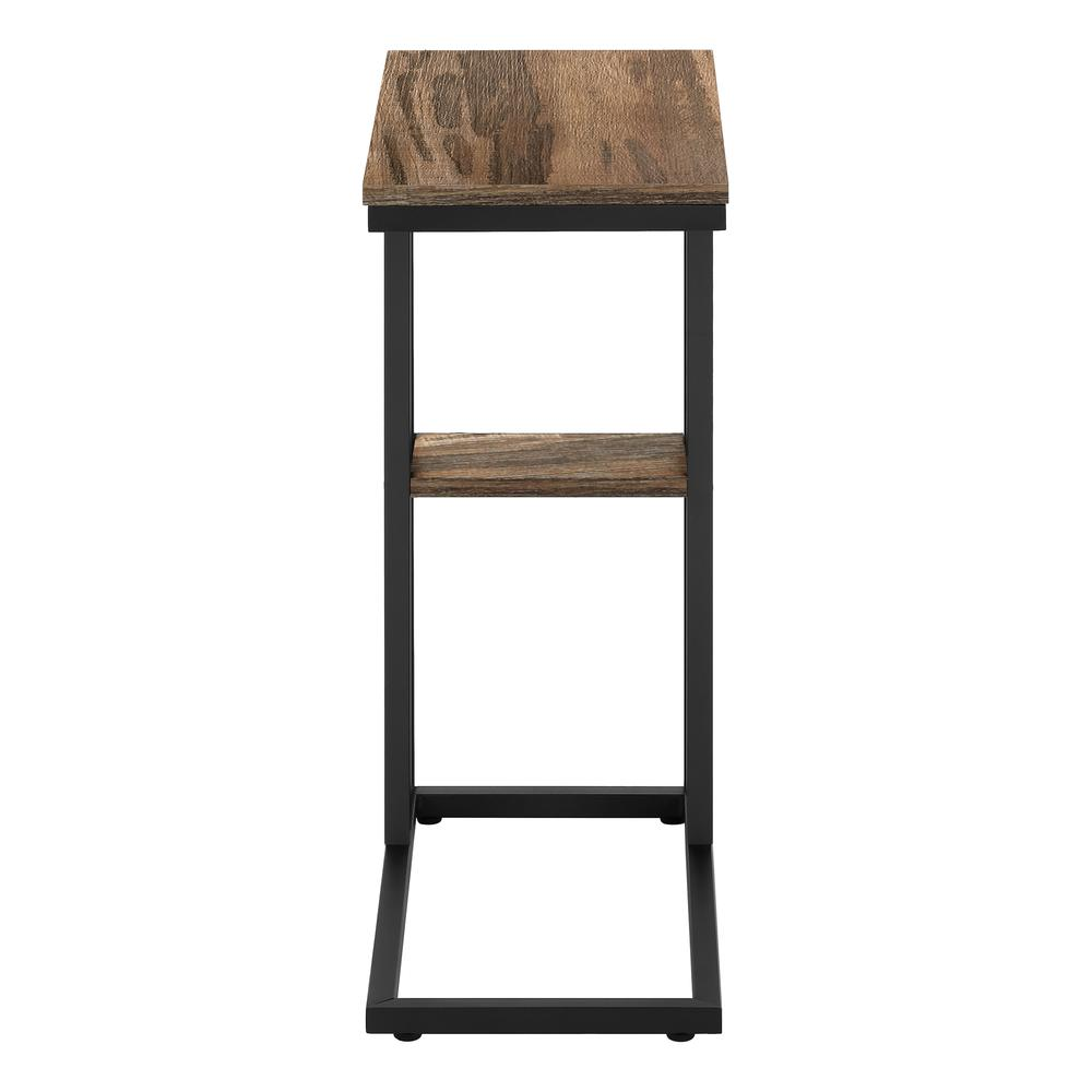 Start2Finish brown C-shaped accent table with laminate surface, ideal as side, end, or snack table for living room or bedroom.