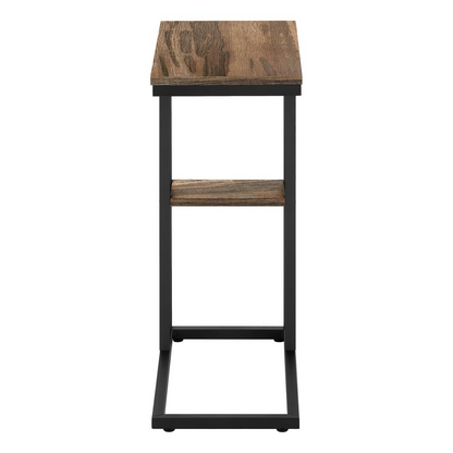 Start2Finish brown C-shaped accent table with laminate surface, ideal as side, end, or snack table for living room or bedroom.
