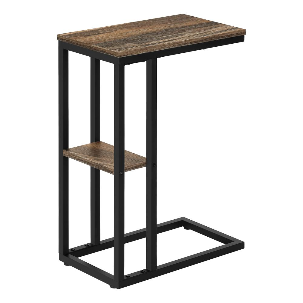 Start2Finish brown laminate C-shaped accent side table, ideal for living room or bedroom use, featuring a modern end table design.