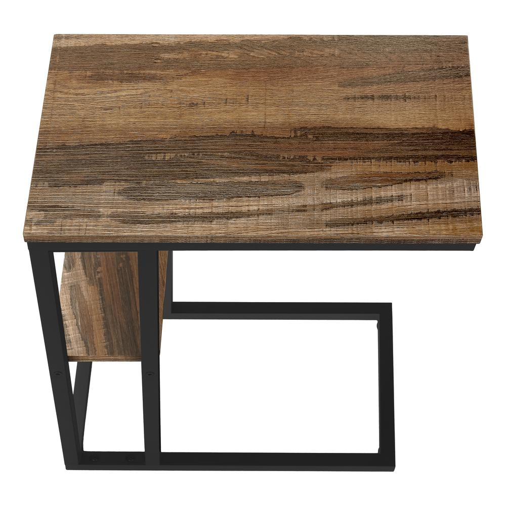 Brown C-shaped accent table by Start2Finish with laminate finish, ideal as end or side table for living room or bedroom use.